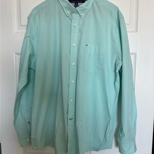 Tommy Hilfiger Men's Light Green Button-Down Shirt 100% Cotton
